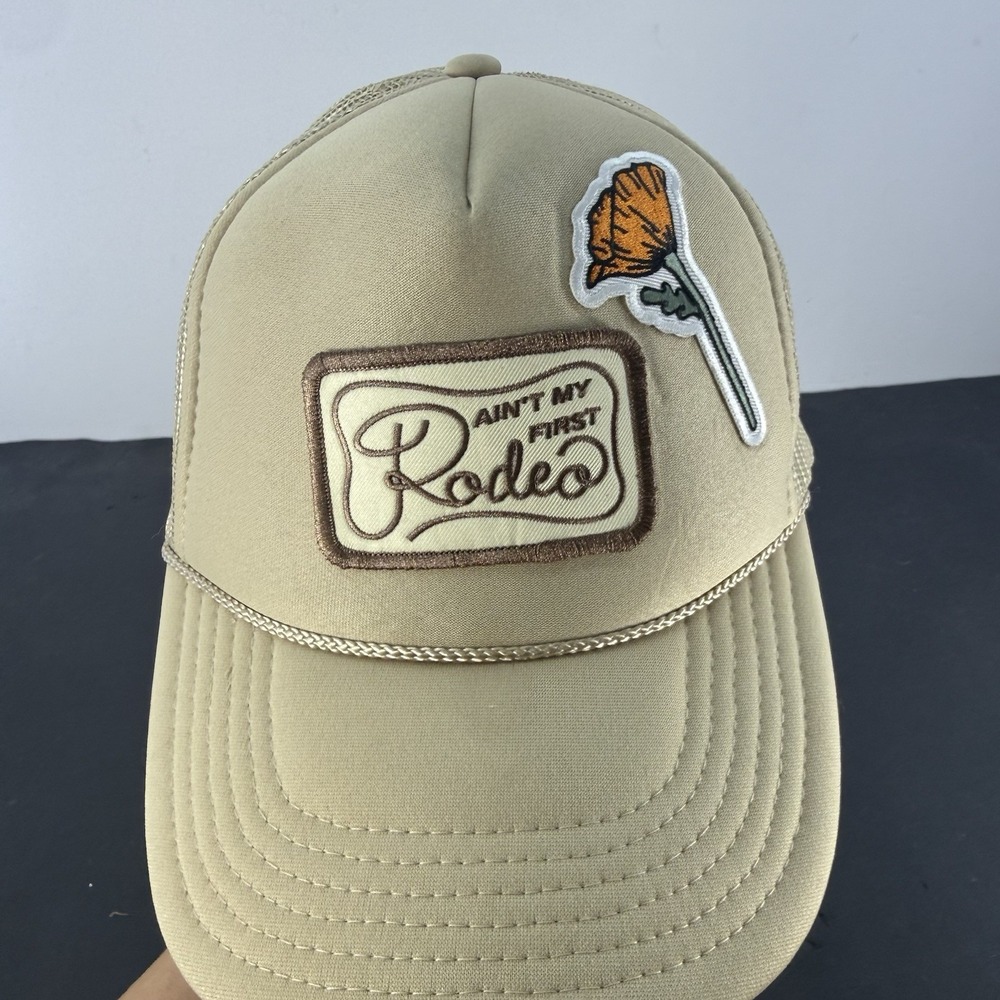 This Aint My First Rodeo Snapback Mesh Back Trucker Hat Brown OSFM